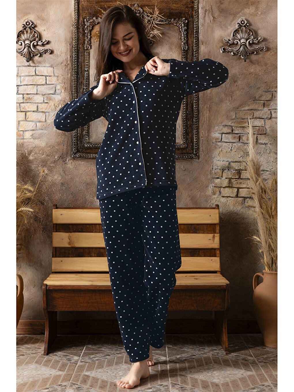 Shirt Collar Women's Pajama Set