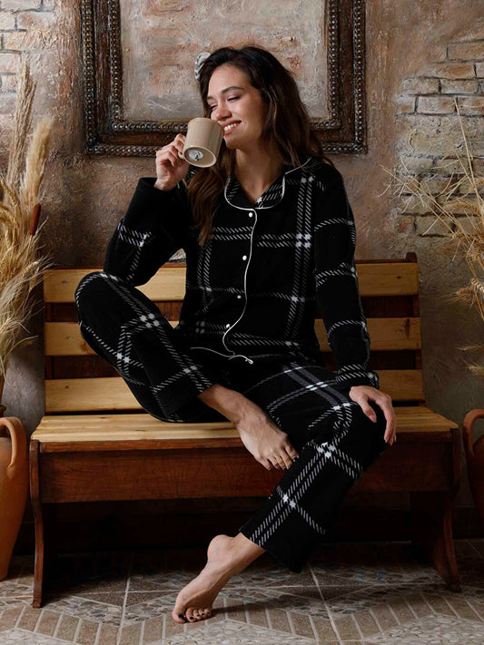 Shirt Collar Women's Pajama Set