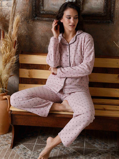 Shirt Collar Women's Pajama Set