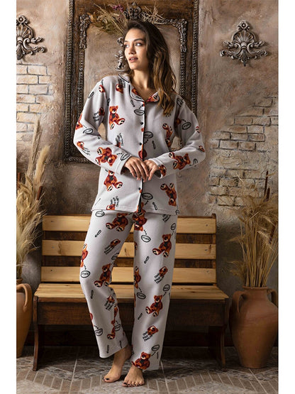 Shirt Collar Women's Pajama Set