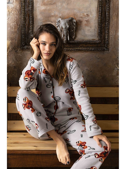 Shirt Collar Women's Pajama Set