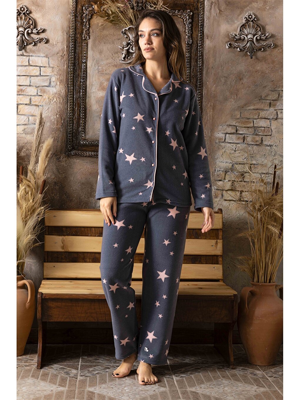 Shirt Collar Women's Pajama Set