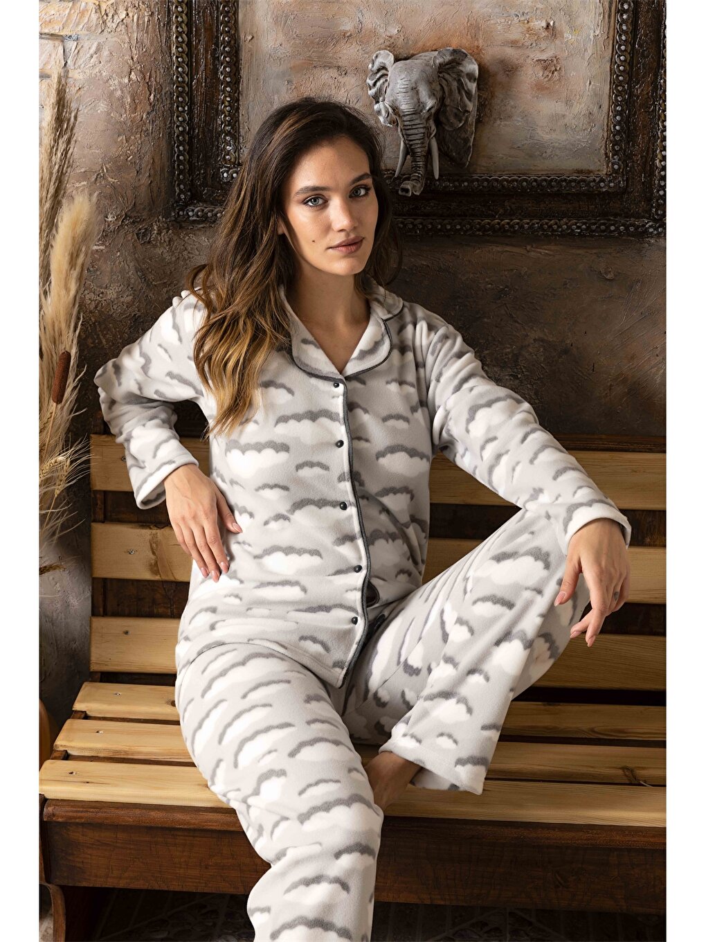 Shirt Collar Women's Pajama Set