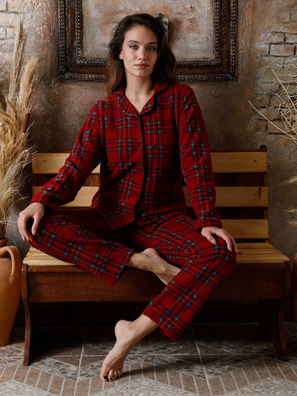 Shirt Collar Women's Pajama Set