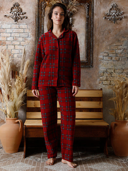 Shirt Collar Women's Pajama Set