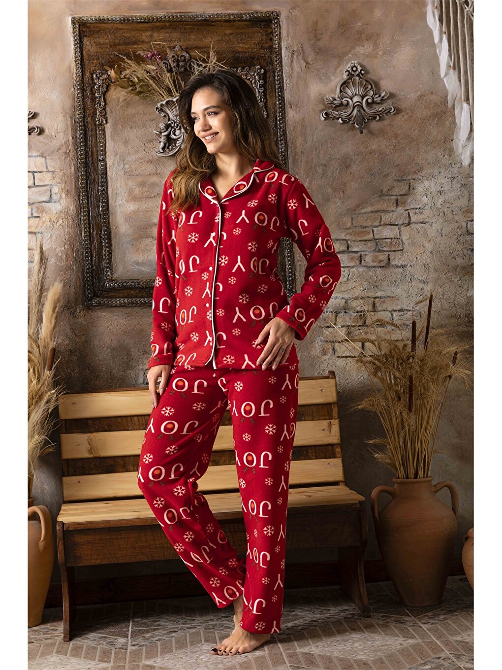 Shirt Collar Women's Pajama Set