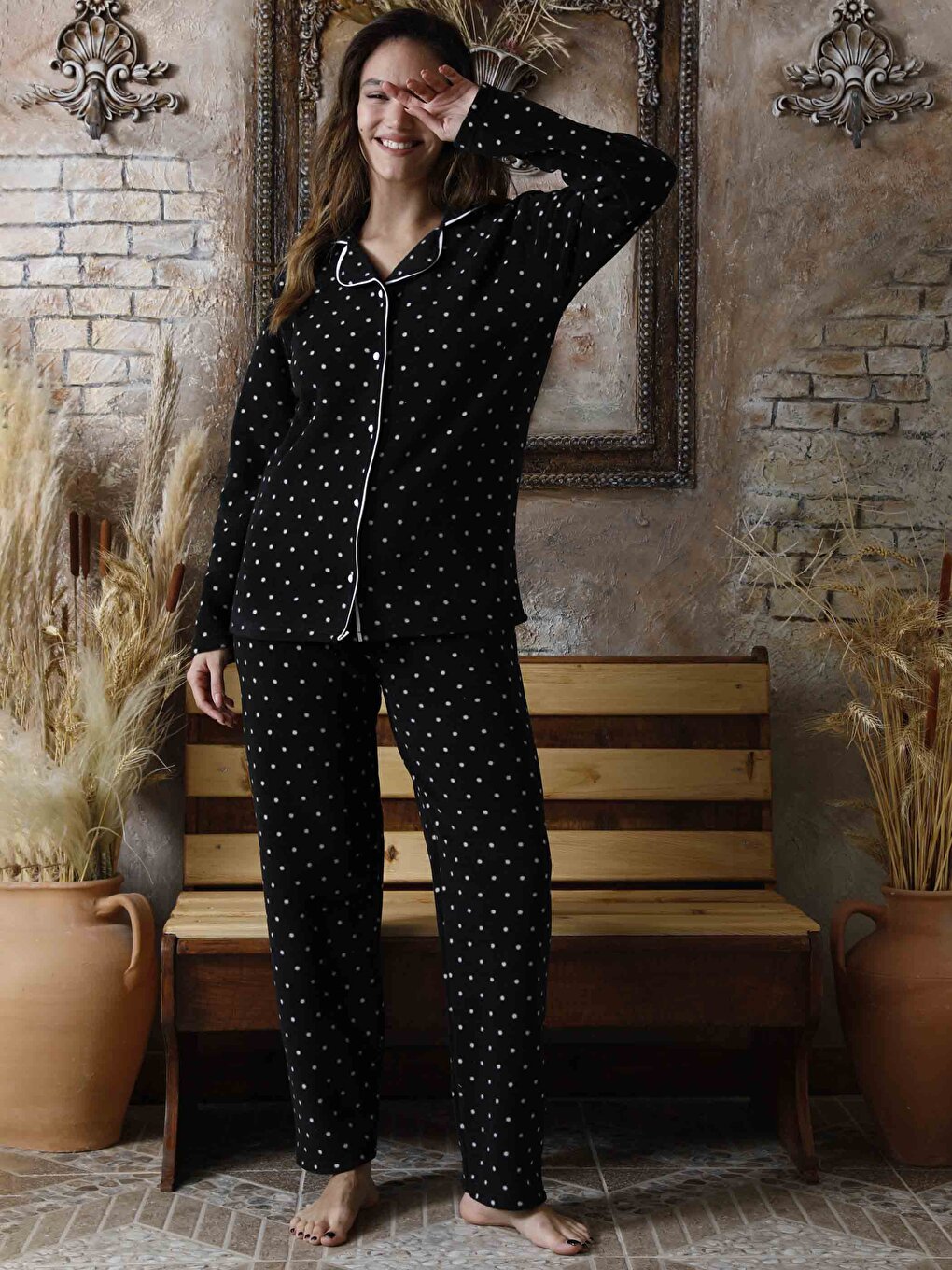 Shirt Collar Women's Pajama Set