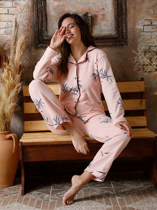 Shirt Collar Women's Pajama Set