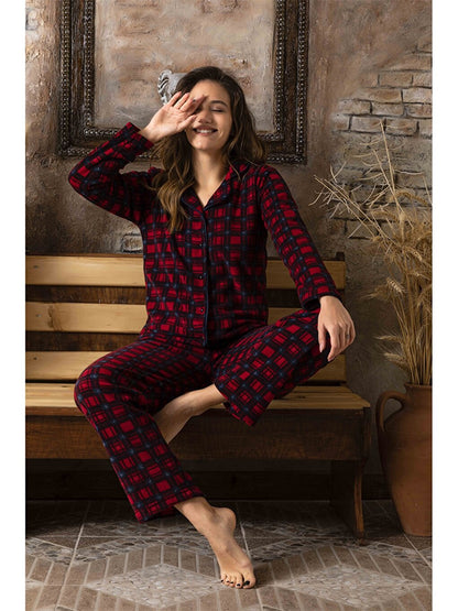 Shirt Collar Women's Pajama Set