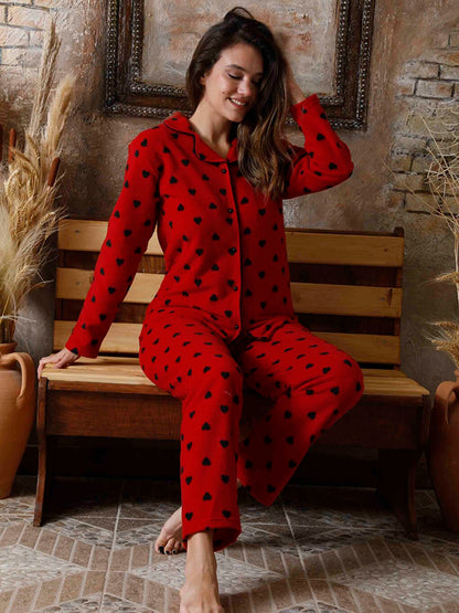 Shirt Collar Women's Pajama Set