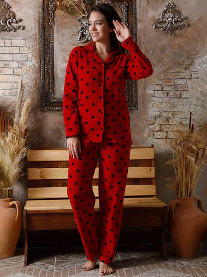 Shirt Collar Women's Pajama Set