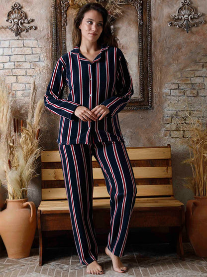 Shirt Collar Women's Pajama Set