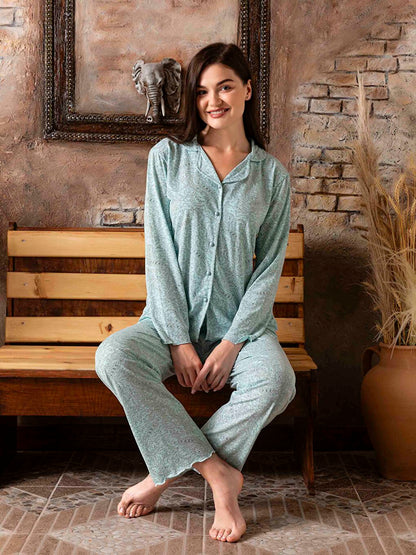 Shirt Collar Women's Pajama Set