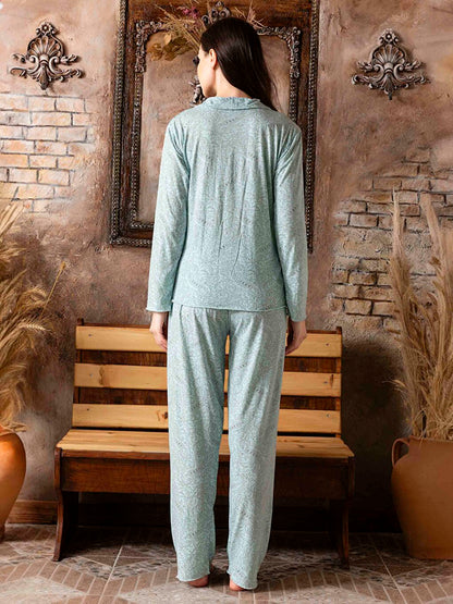 Shirt Collar Women's Pajama Set