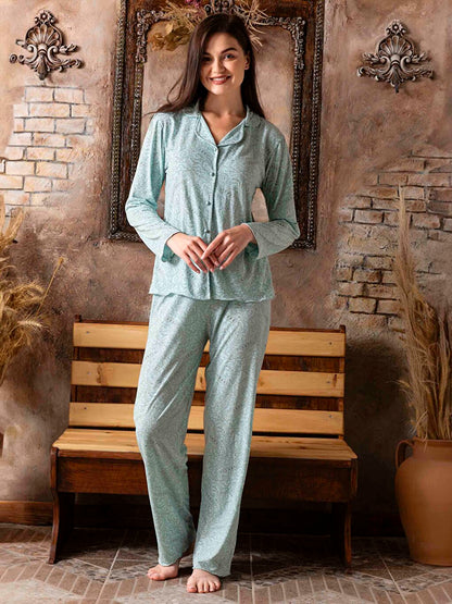 Shirt Collar Women's Pajama Set