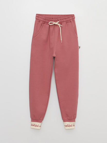 Printed Girl's Sweatpants with Elastic Waistband