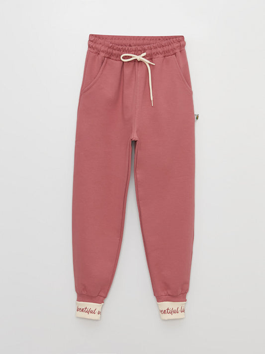 Printed Girl's Sweatpants with Elastic Waistband