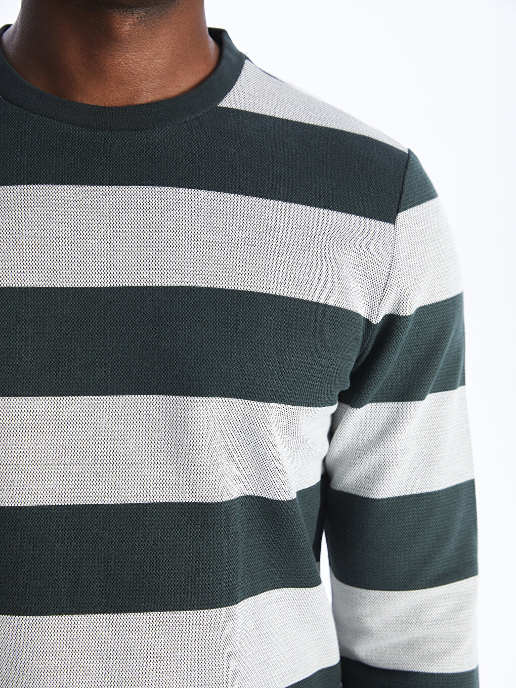 Crew Neck Long Sleeve Striped Men's Sweatshirt