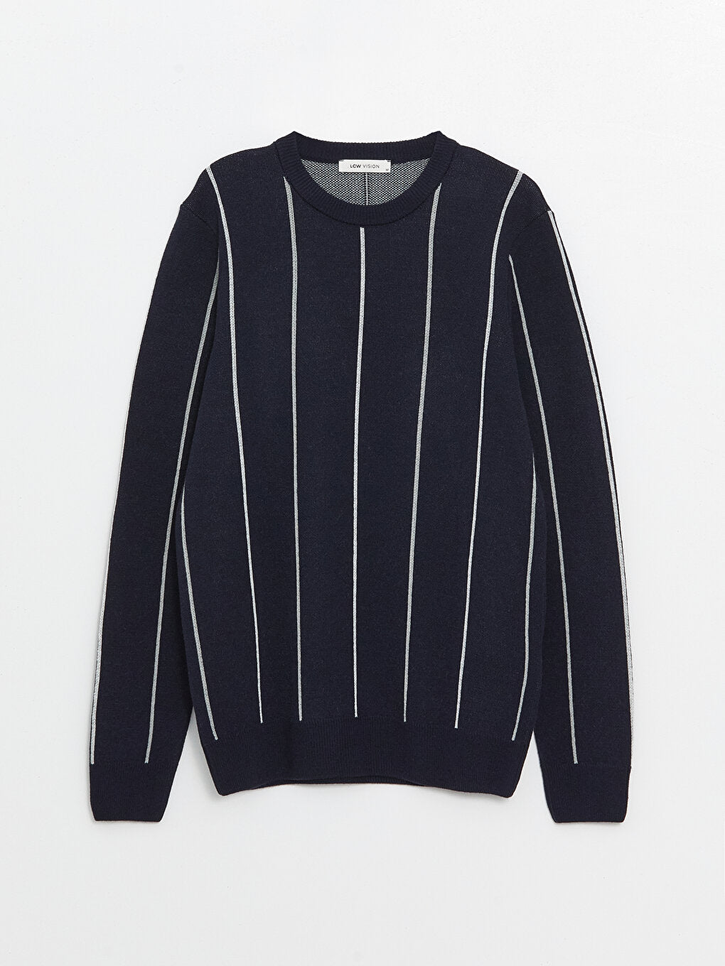 Crew Neck Long Sleeve Striped Men's Knitwear Sweater