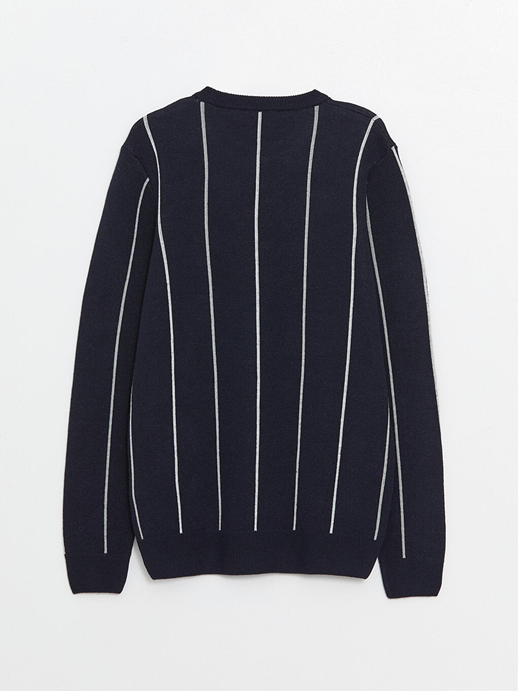 Crew Neck Long Sleeve Striped Men's Knitwear Sweater