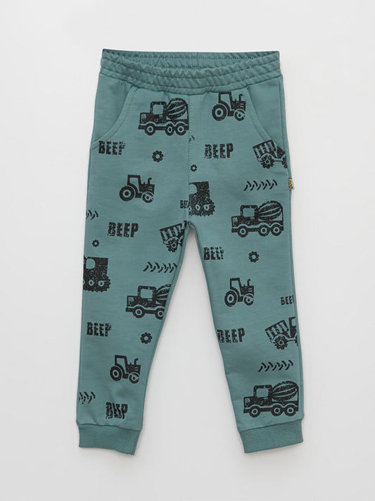 Printed Baby Boy Sweatpants with Elastic Waist