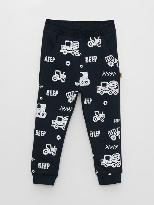 Printed Baby Boy Sweatpants with Elastic Waist