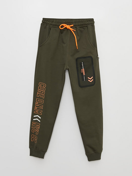 Printed Boys' Sweatpants with Elastic Waistband