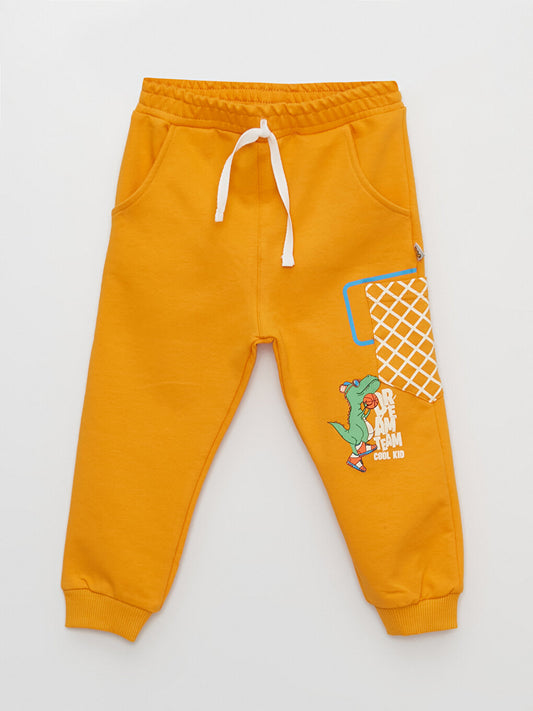 Printed Baby Boy Tracksuit Bottom with Elastic Waist