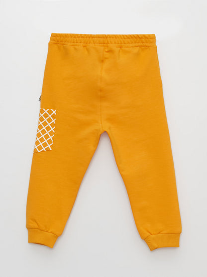 Printed Baby Boy Tracksuit Bottom with Elastic Waist