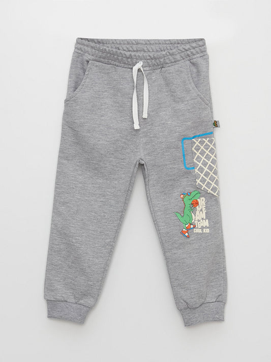 Printed Baby Boy Tracksuit Bottom with Elastic Waist