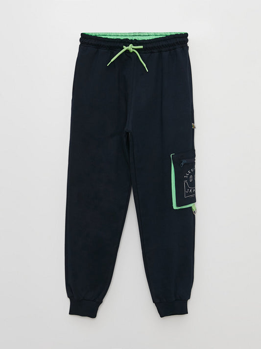 Printed Boys' Sweatpants with Elastic Waistband