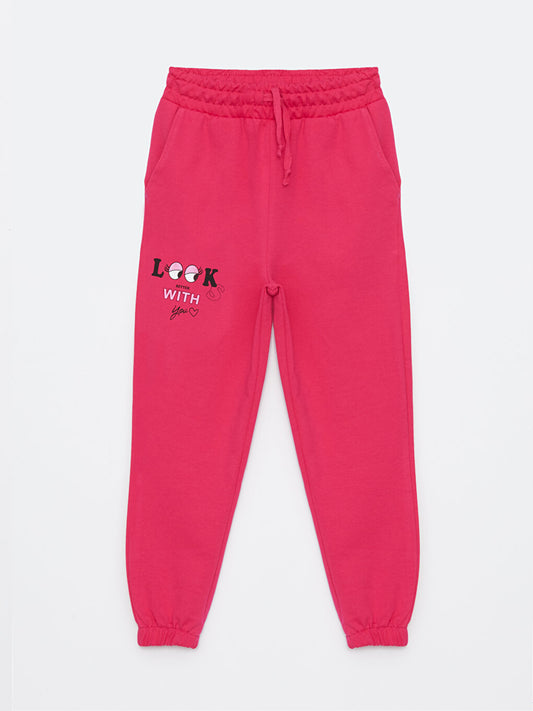 Printed Girl's Sweatpants with Elastic Waistband