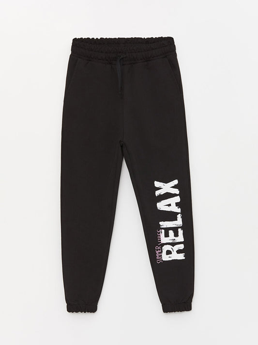 Printed Girl's Sweatpants with Elastic Waistband