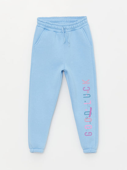 Printed Girl's Sweatpants with Elastic Waistband