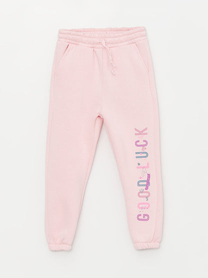 Printed Girl's Sweatpants with Elastic Waistband