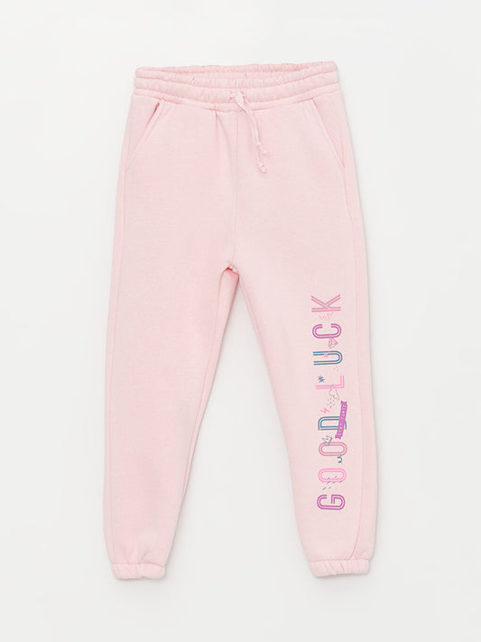 Printed Girl's Sweatpants with Elastic Waistband