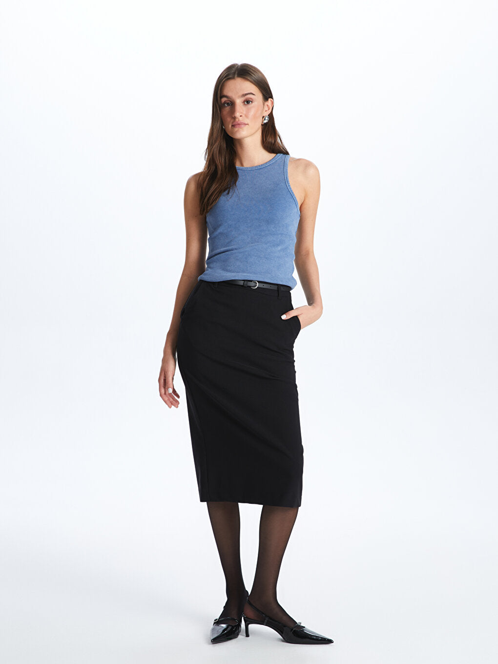 Standard Fit Women's Skirt with Waist Belt