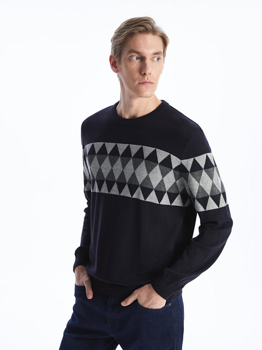 Crew Neck Long Sleeve Men's Knitwear Sweater