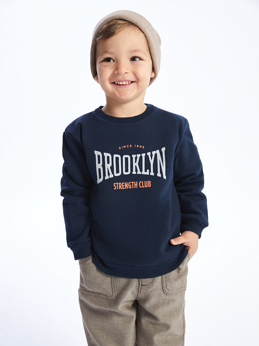 Crew Neck Long Sleeve Printed Baby Boy Sweatshirt