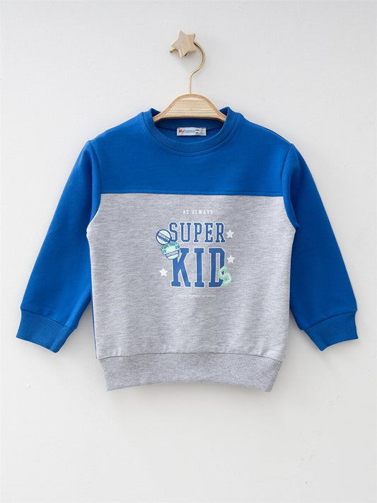 Crew Neck Long Sleeve Printed Baby Boy Sweatshirt