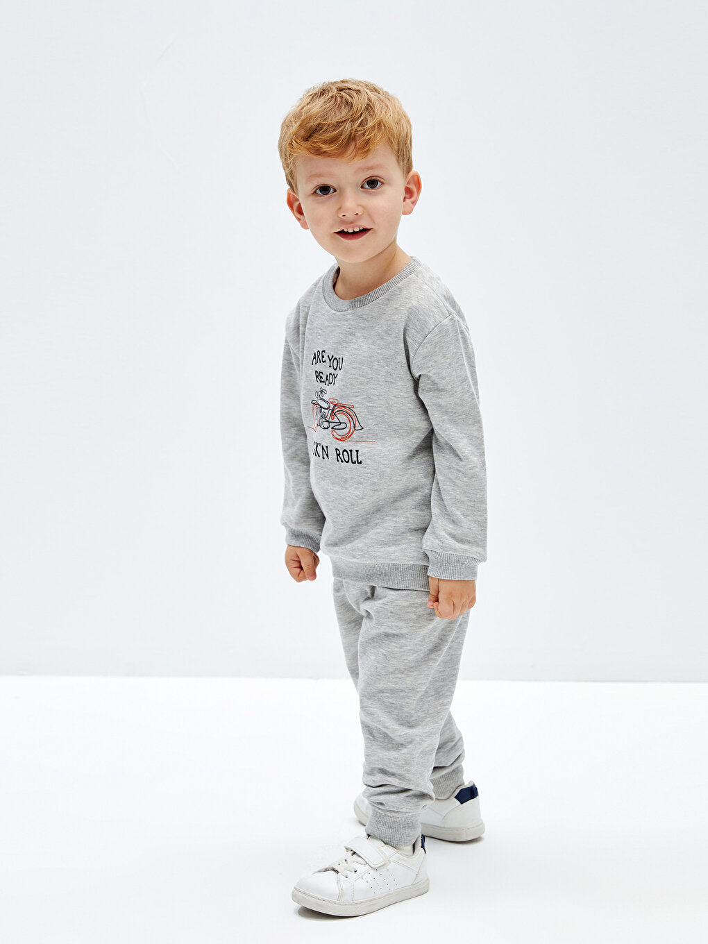 Crew Neck Long Sleeve Printed Baby Boy Sweatshirt and Sweatpants 2-Piece Set