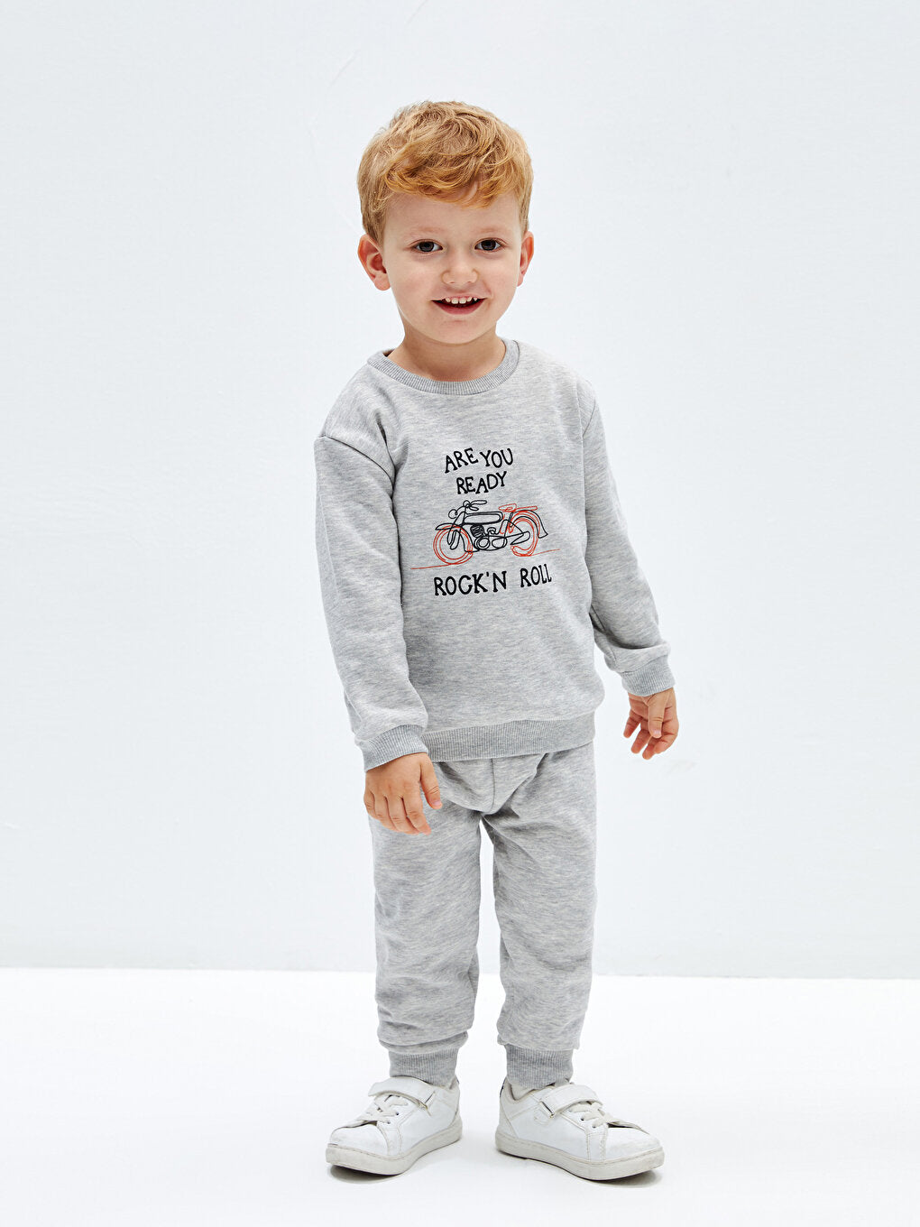 Crew Neck Long Sleeve Printed Baby Boy Sweatshirt and Sweatpants 2-Piece Set