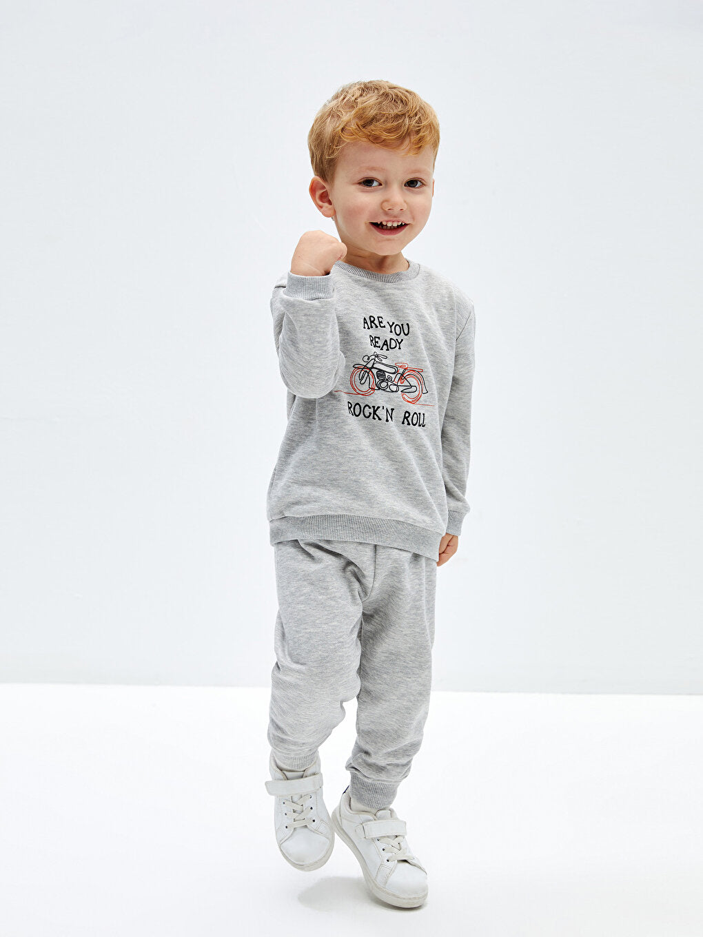 Crew Neck Long Sleeve Printed Baby Boy Sweatshirt and Sweatpants 2-Piece Set