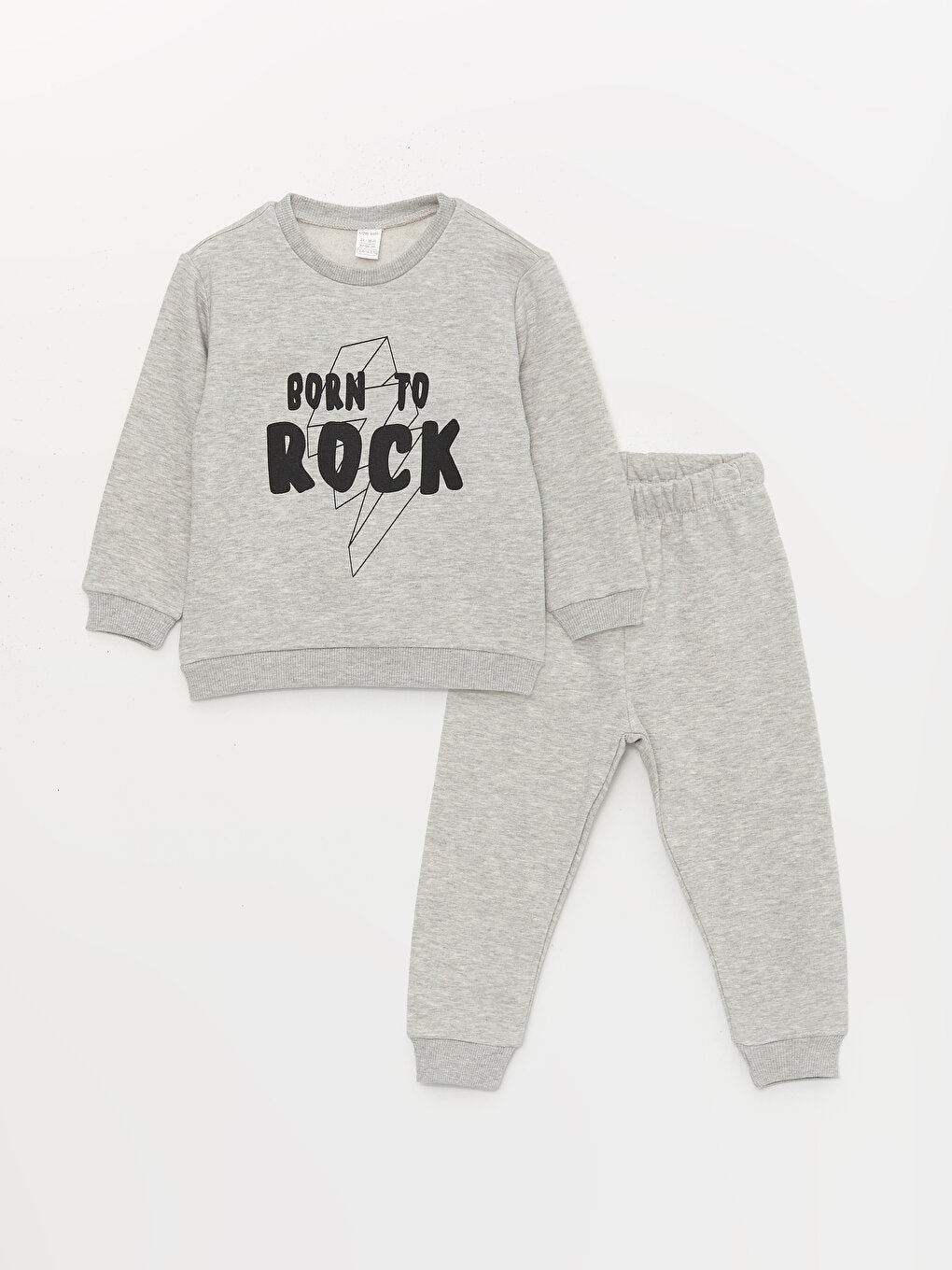 Crew Neck Long Sleeve Printed Baby Boy Sweatshirt and Tracksuit Bottom 2-Piece Set