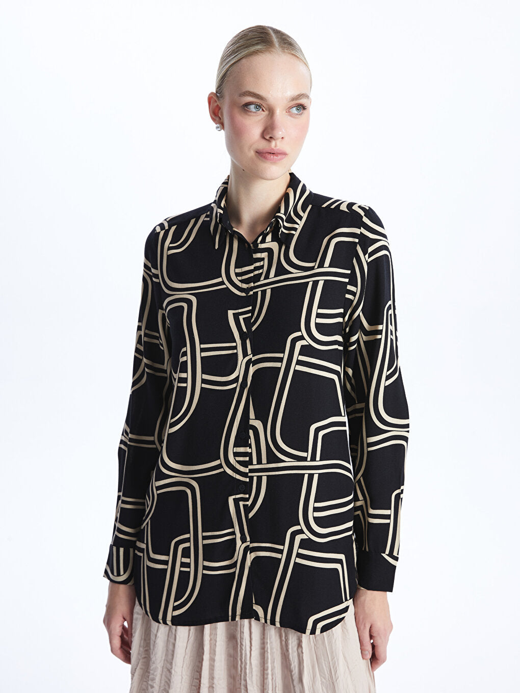 Patterned Long Sleeve Women's Shirt