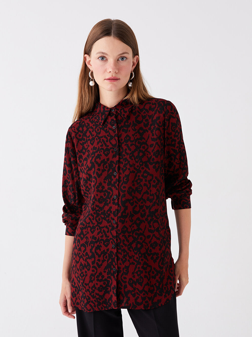 Patterned Long Sleeve Women's Shirt