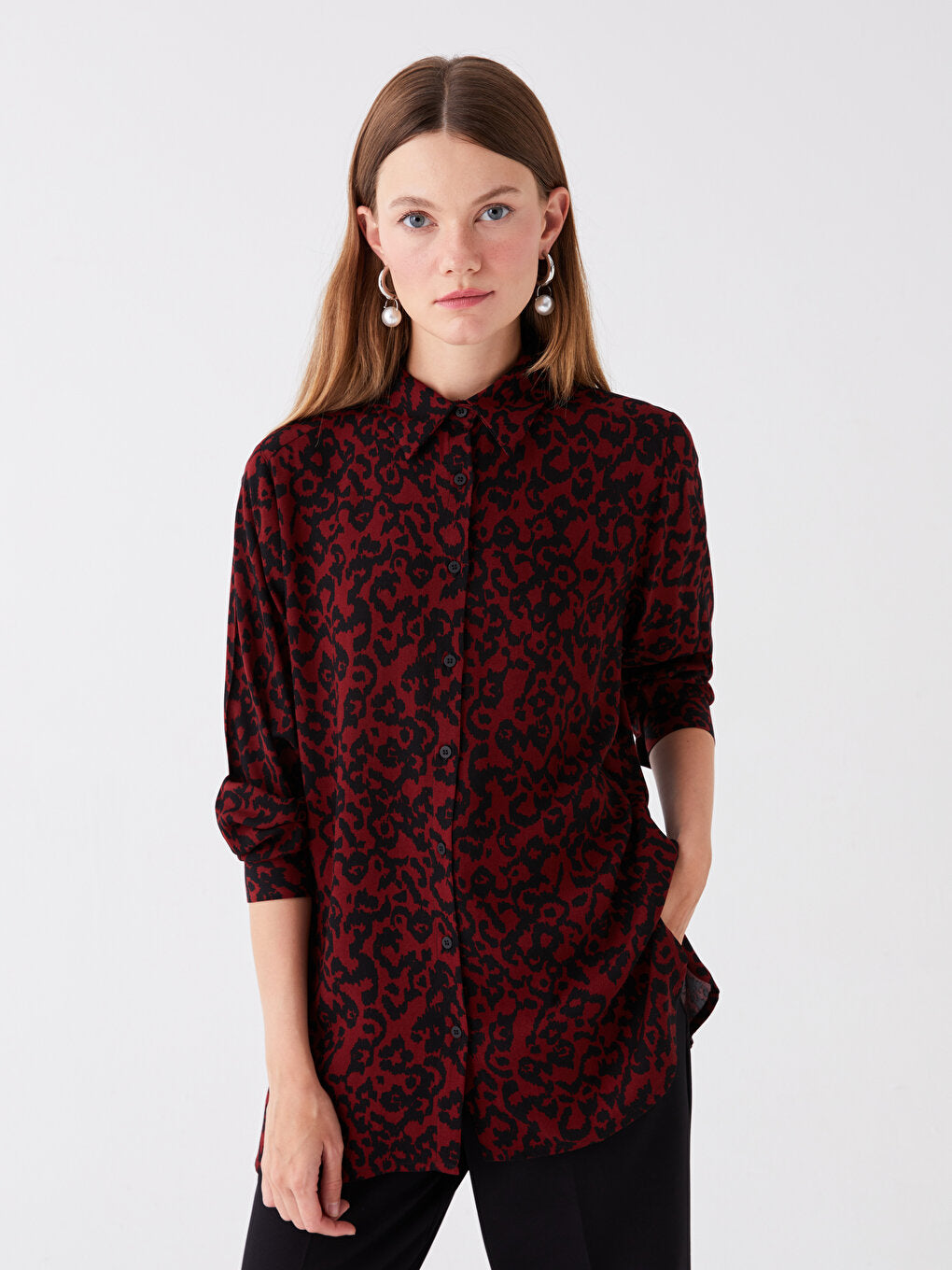 Patterned Long Sleeve Women's Shirt