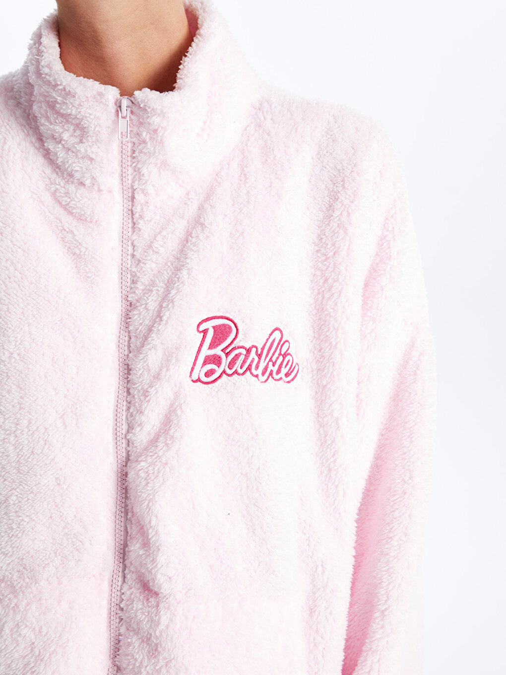 High Collar Barbie Embroidered Long Sleeve Women's Zipper Sweatshirt