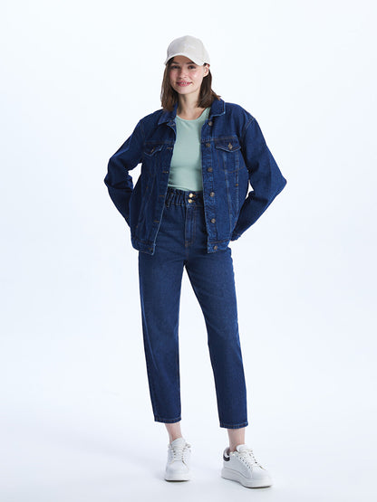 Shirt Collar Plain Long Sleeve Women's Jean Jacket