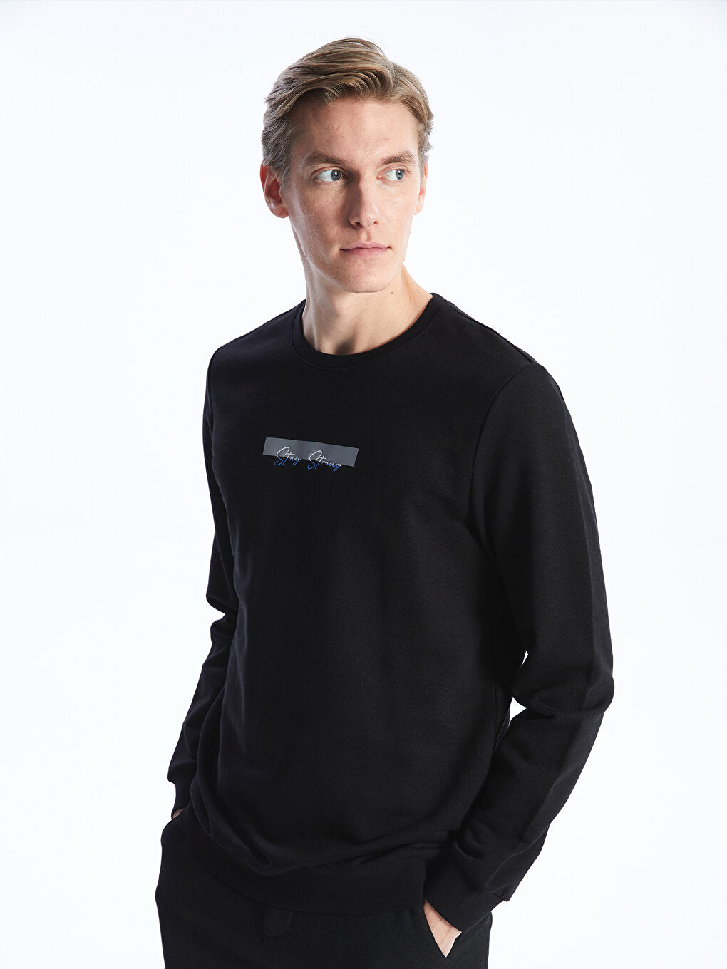 Crew Neck Long Sleeve Printed Men's Sweatshirt